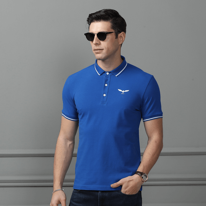 Men'S New Business Cotton Short Sleeve Embroidered Golf Casual T-Shirts