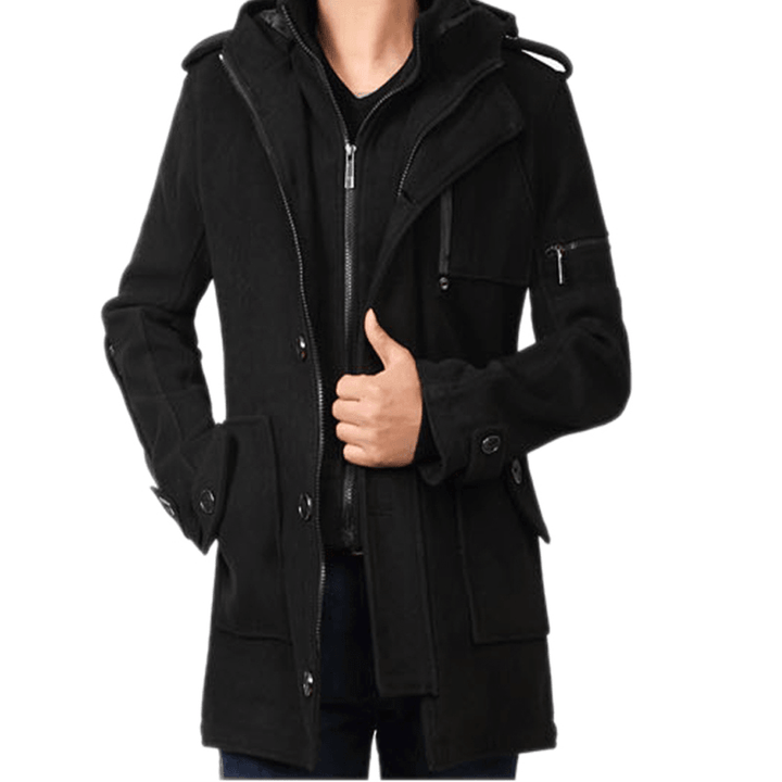 Men'S Winter Thick Windbreaker Mid-Length Slim Fit