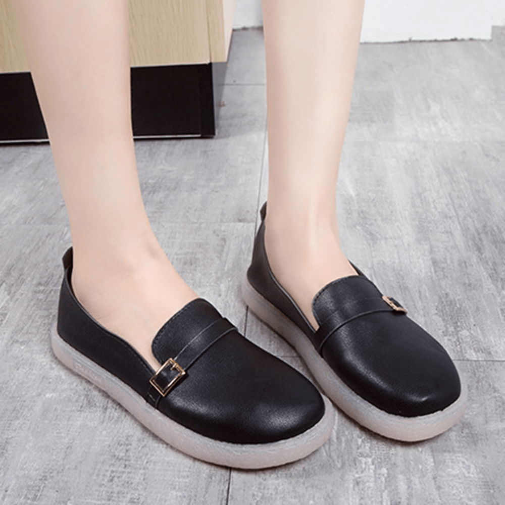 Women Lightweight Buckle Solid Color Soft Slip on Casual Comfy Flats