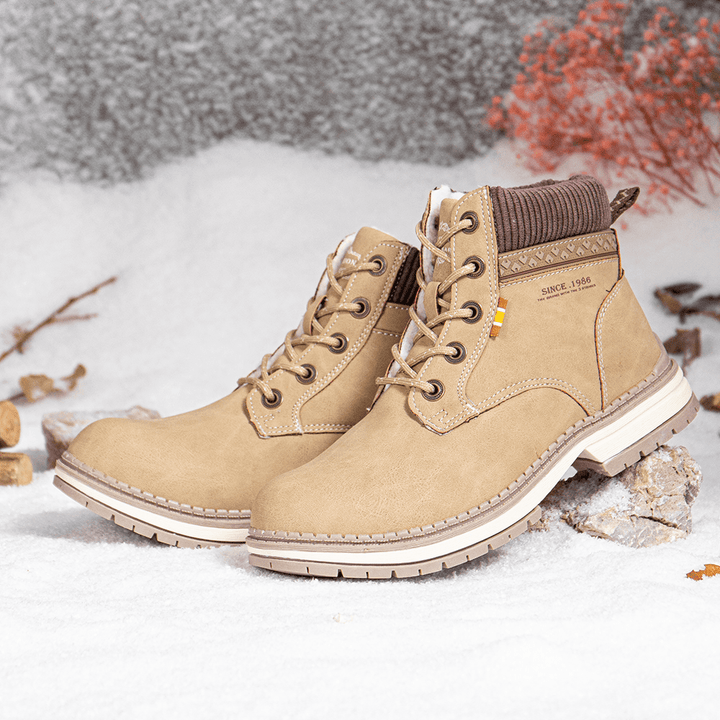 Women Outdoor Warm Lining Lace up Winter Snow Short Boots