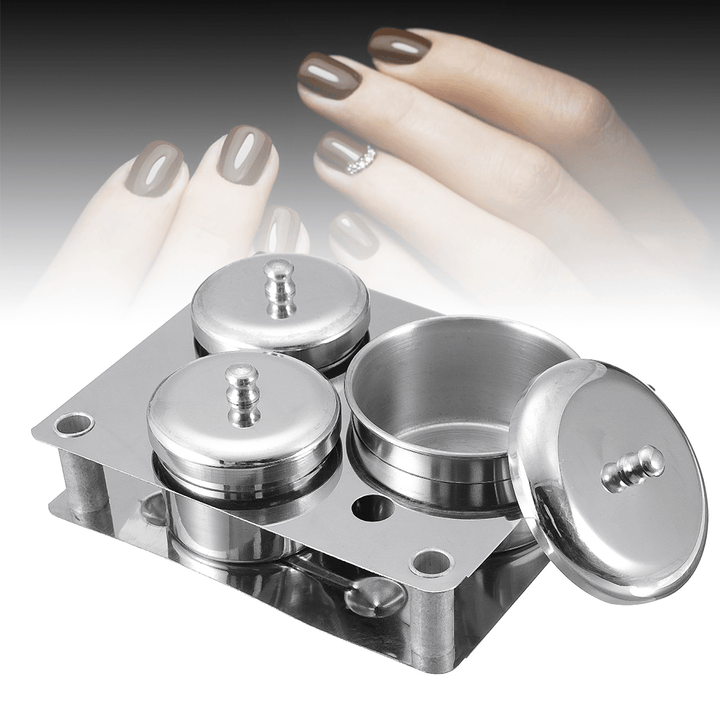 3Pcs Stainless Steel Dappen Dish Liquid & Powder Holder Base Organizer Tools Kit