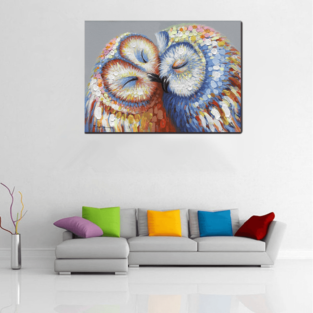 50*70CM Kissed Owl Couple Canvas Print Picture Wall Hang Art Home Wedding Decorations