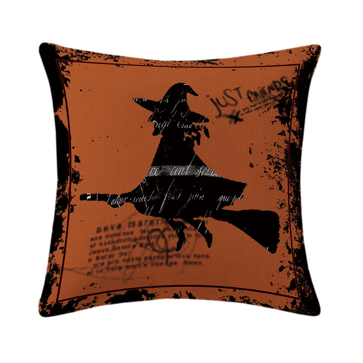 Halloween Terror Witch Pattern Pillowcase Cotton Linen Throw Pillow Cushion Cover Seat Home Decoration Sofa Decor