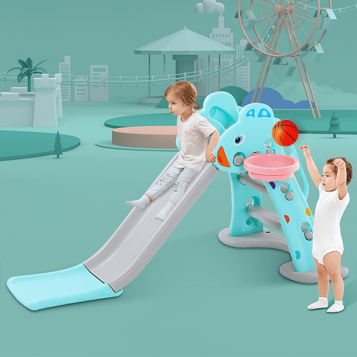 2-In-1 Kids Baby Slide Climber Multifunctional Basketball Frame Sports Toys Indoor Household Playground Children Gift for 0-6 Years Old