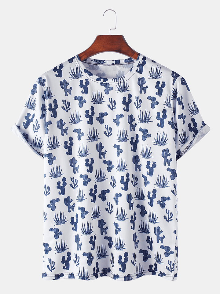 Designer Cactus Print Short Sleeve T-Shirts