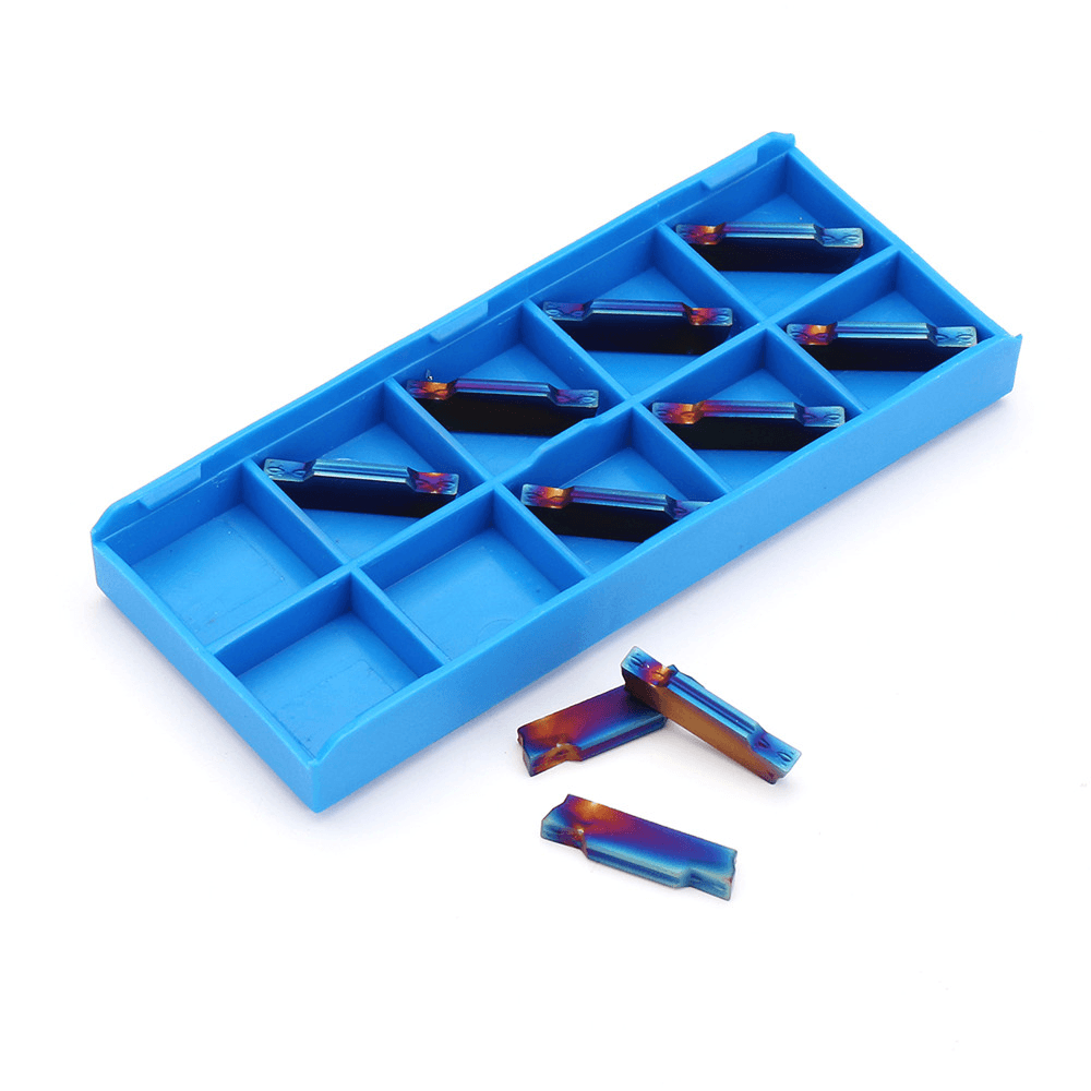 Drillpro 10Pcs HRC45 Blue Nano MGMN300-M 3Mm Carbide Insert for MGEHR/MGIVR Turning Tool Holder