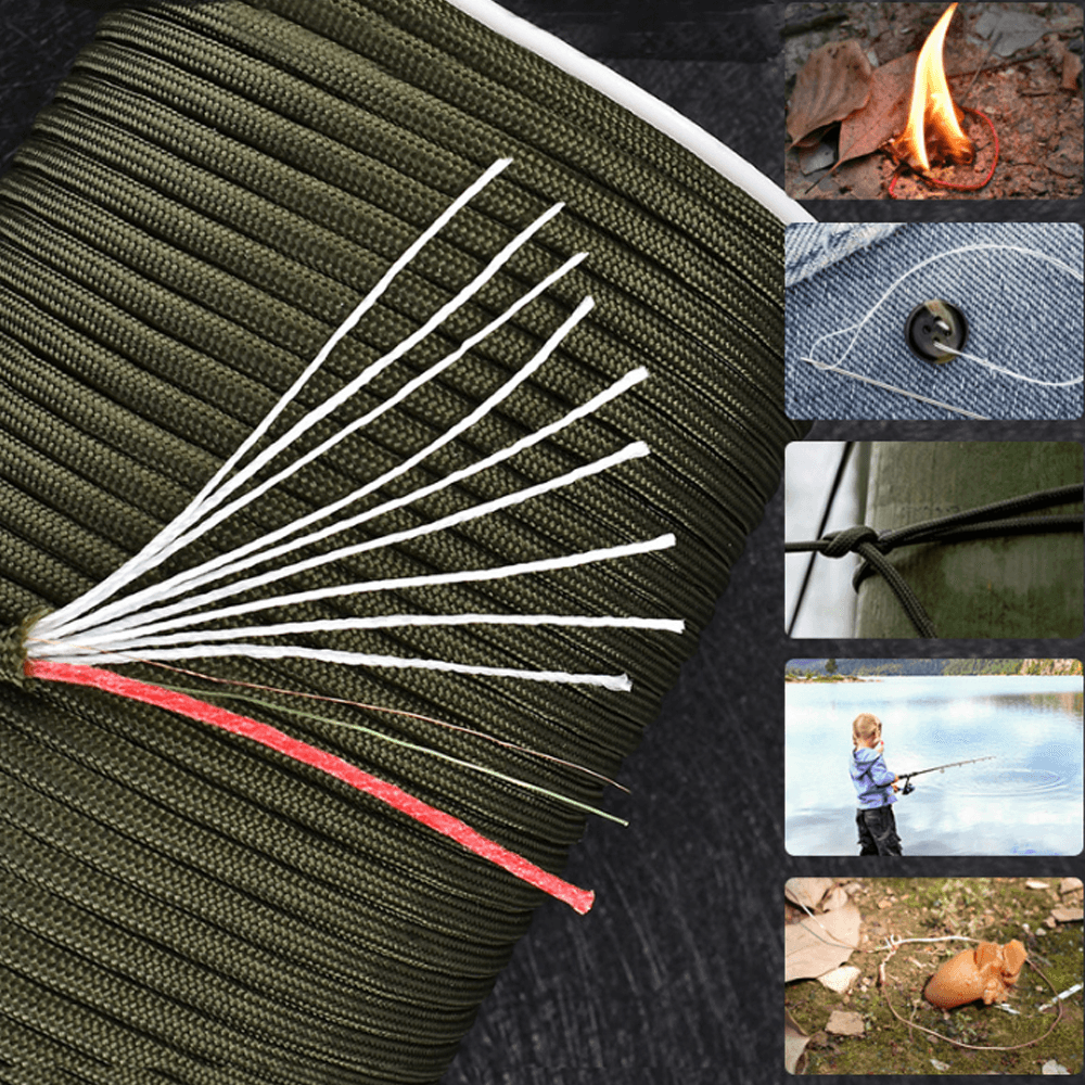 100M 12 Strand Multifunction Parachute Cord 550 Military 4.5Mm Diameter Camping Tent Rope Fishing Rope for Hiking Camping Travel