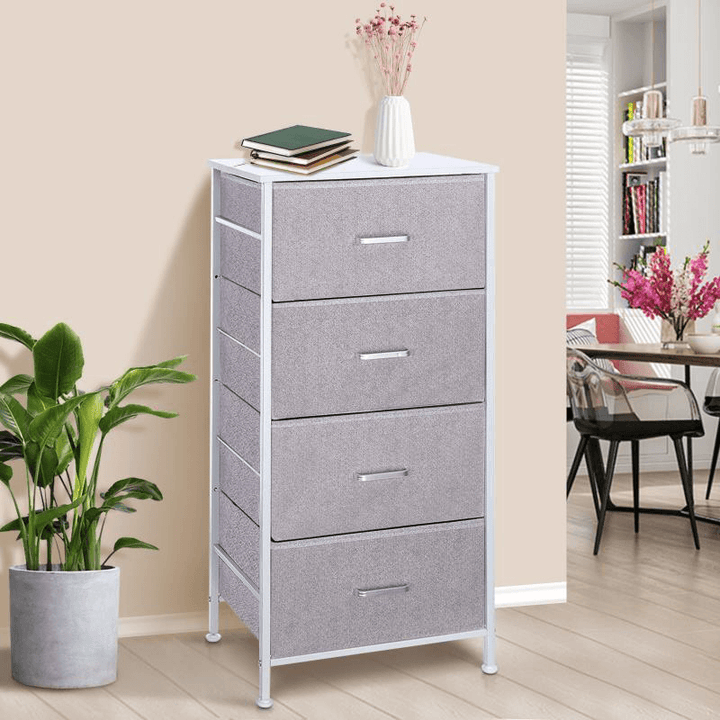 Kingso 4 Drawers Dresser for Bedroom Living Room Chest of Drawers Tall Dresser Organizer for Kids Children Baby Nursery Toddler, Grey