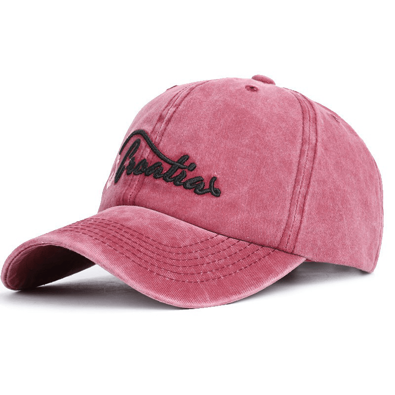 Plus Size Adjustable Letter Embroidered Baseball Cap Outdoor Washed Cotton Sunbonnet - MRSLM