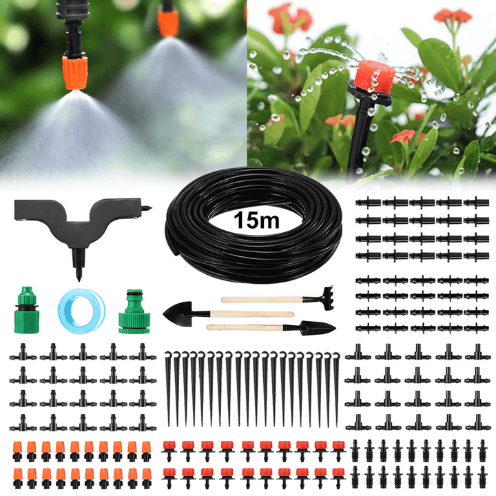 15M Micro Drip Irrigation Kit Drip Uv-Resistant Automatic Irrigation System for Greenhouse Garden Patio