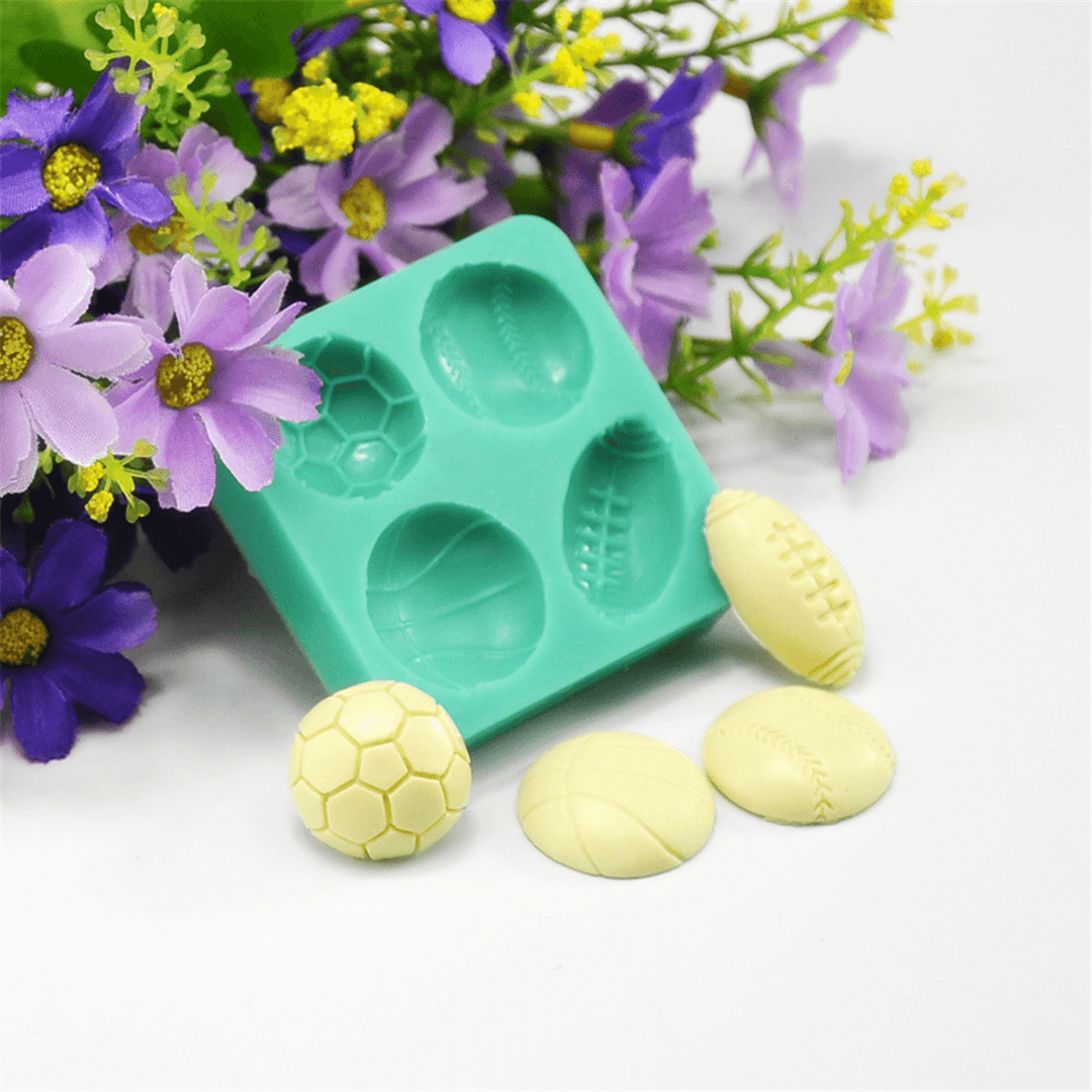 3D Silicone Football Basketball Fondant Mold Cake Sugar Chocolate Baking Tool Baking Mold