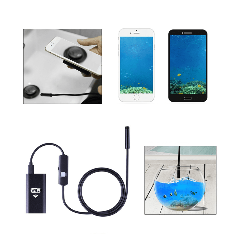 Wireless Endoscope Camera Wifi 1200P HD Borescope Inspection Camera IP68 Waterproof Snake Camera for Iphone Android for Inspecting Motor Engine Sewer Pipe Vehicle