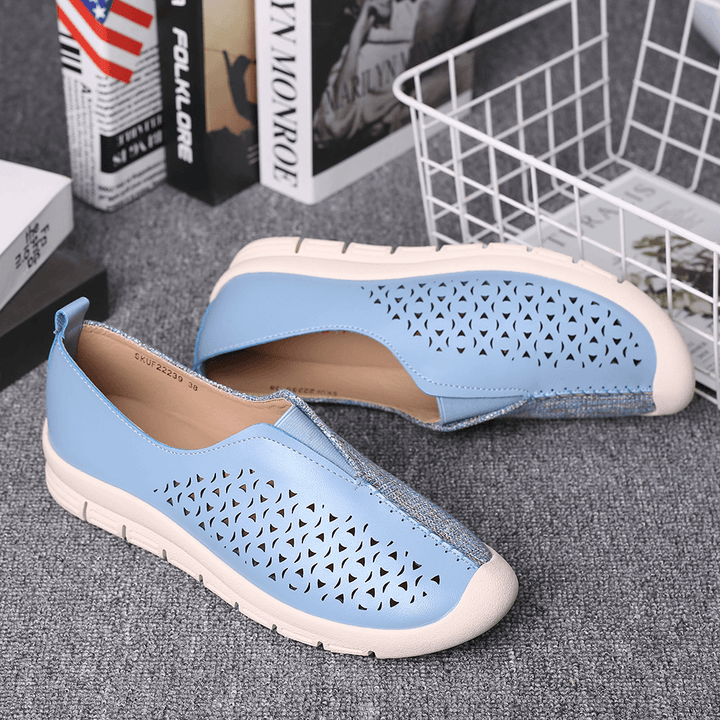 LOSTISY Women Colorblock Comfy Hollow Breathable Casual Flats