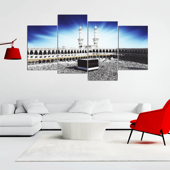 4 PCS Wall Art Print Mecca Islamic Kaaba Hajj Canvas Paintings Decor