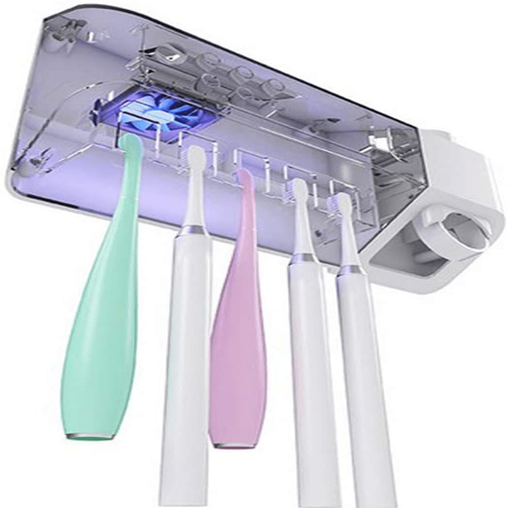 3 in 1 Wall-Mounted UV Sterilizer Toothbrush Holder USB Charging Toothbrush Organizer Toothpaste Dispenser Toothbrush Dryer