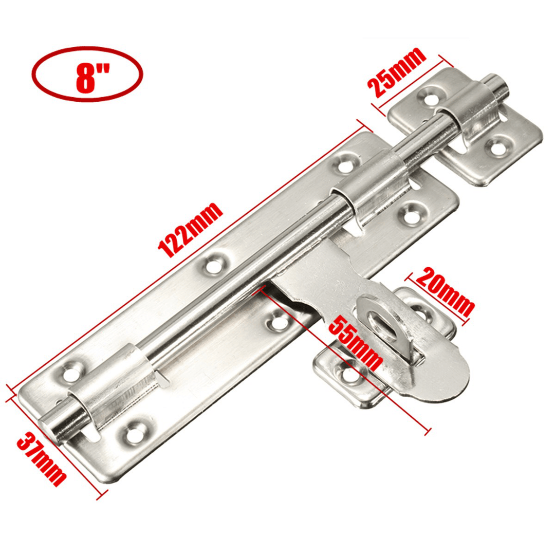 Stainless Steel Door Bolt Lock Latch Slide Barrel Bolt Clasp Set 4/6/8 Inch