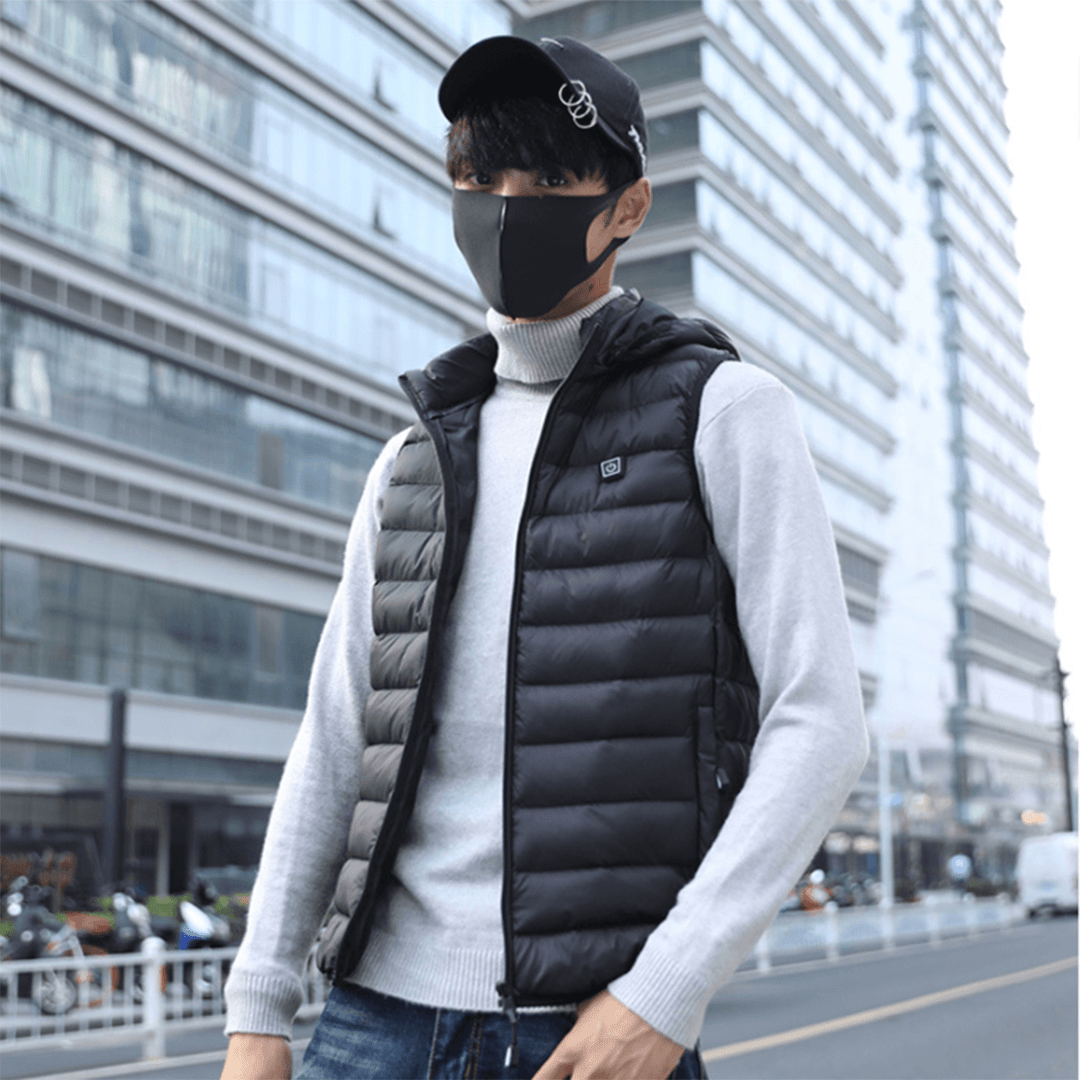 Mens USB Electric Heated Vest Winter Heating Thermal Jacket Coats Heater