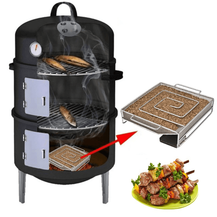 15X15X4Cm Stainless Steel BBQ Grill Camping Picnic Square Cold Smoke Generator Cooking Stove