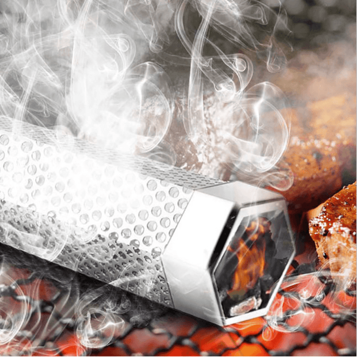 Stainless Steel Smoker Tube 5.8X31Cm/2X12" BBQ Wood Pellet Smoke Box Charcoal Grill Meat Tools Outdoor Camping Cookware