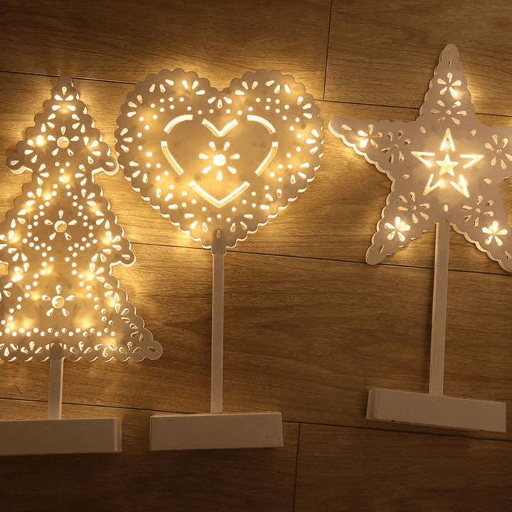 Christmas LED Wooden Table Mini Night Light Desk Lamp Wedding Bedroom Christmas Decor Gifts