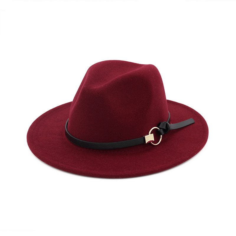 Simple Belt Flat Brim and Big Rim All-Match Jazz Hat