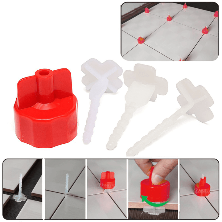 50 Pcs Flat Tile Ceramic Leveling System Kit Floor Wall Spacer Strap Tools Tile Spacers