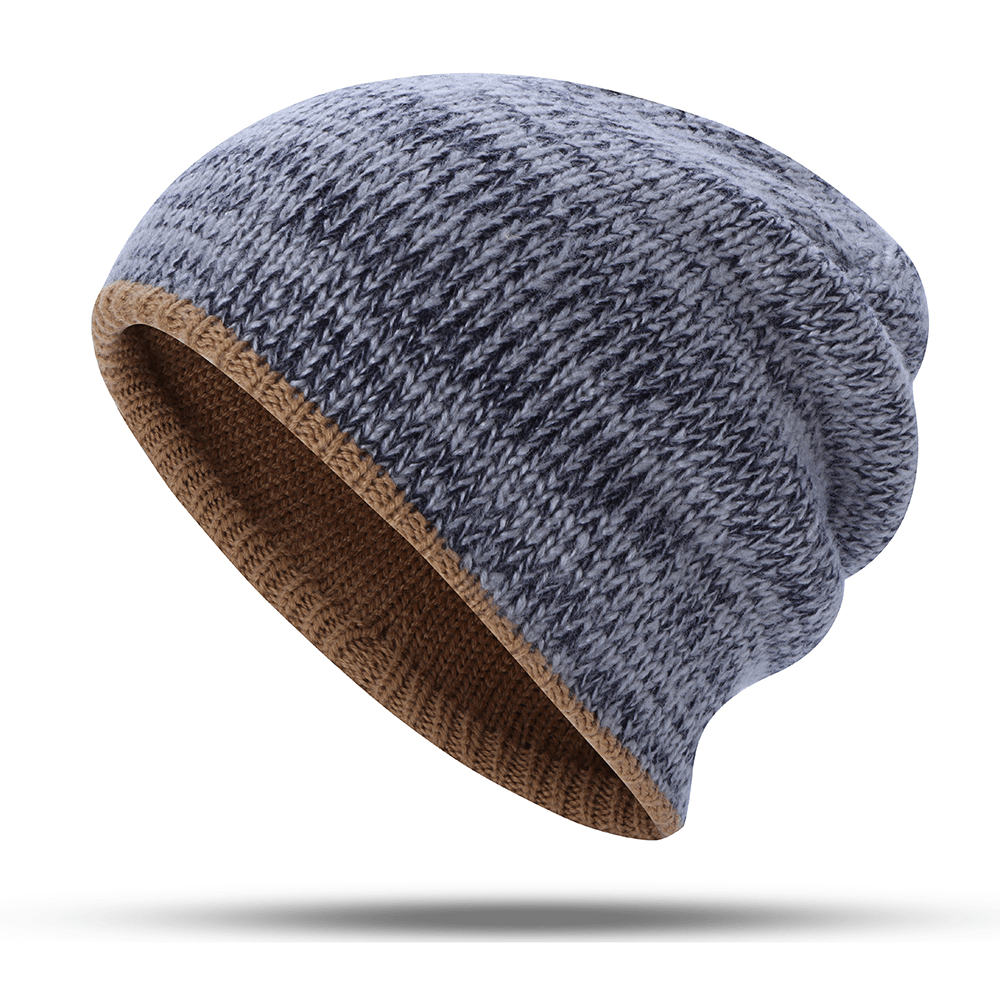 Double-Sided Wearing Double-Layer Knit Hat Beanie Cap