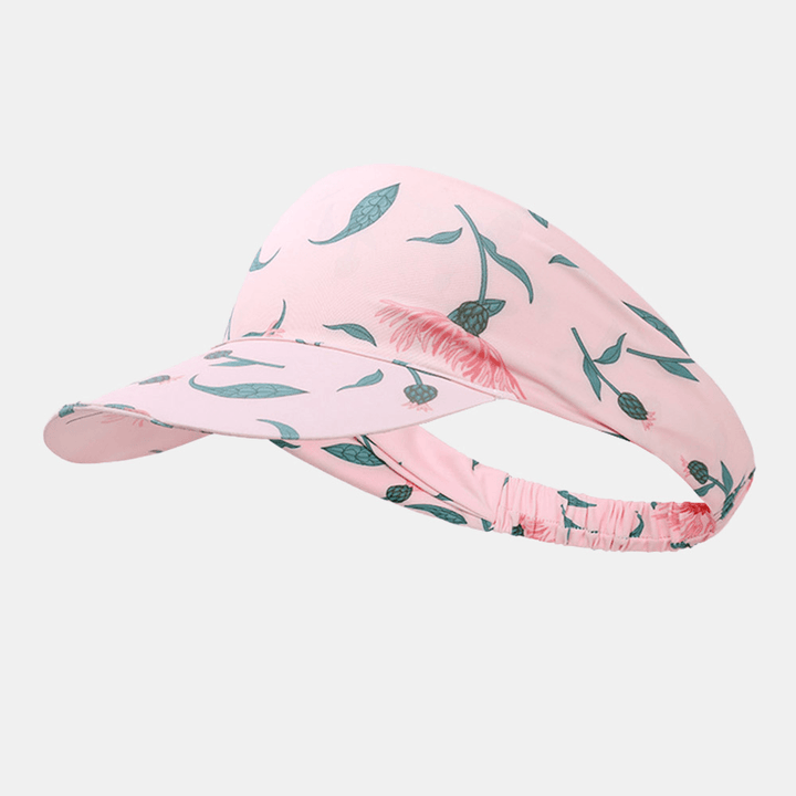 Women Ice Silk High Elastic Solid Striped Floral Pattern Sweat-Absorbent Sunscreen Empty Top Hat Baseball Cap - MRSLM