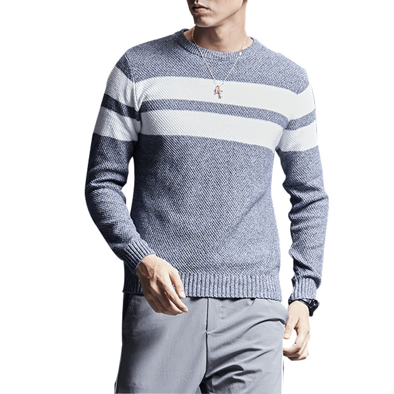 Men'S Sweater All-Match All-Match Sweater Striped Sweater Men