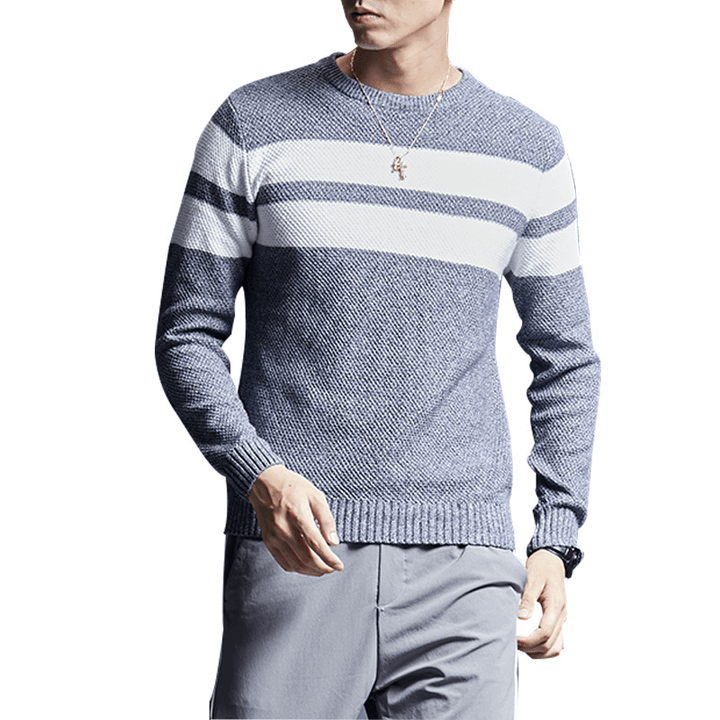 Men'S Sweater All-Match All-Match Sweater Striped Sweater Men