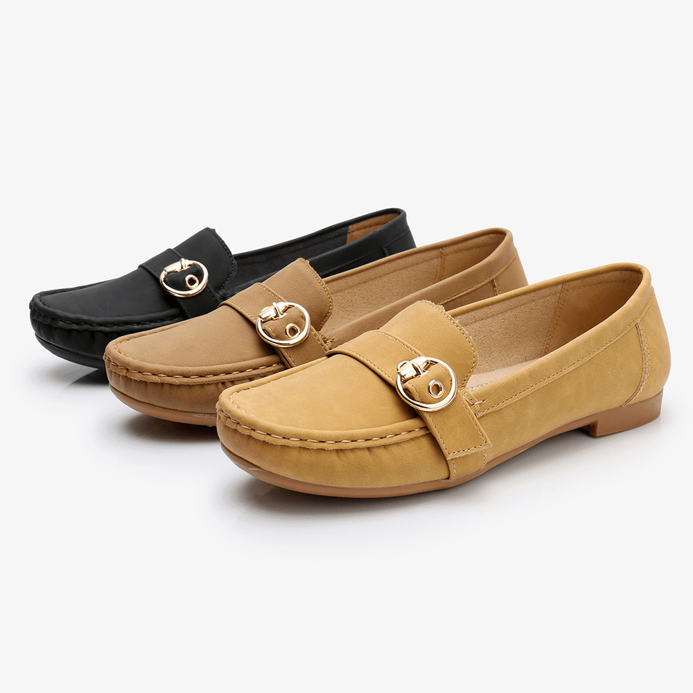 Women Soft Sole Metal Buckle Slip on Casual Daily Flats