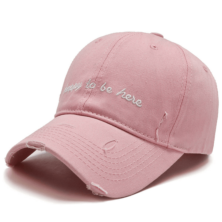 Men'S Solid Color Letter Embroidery Soft Top Cap