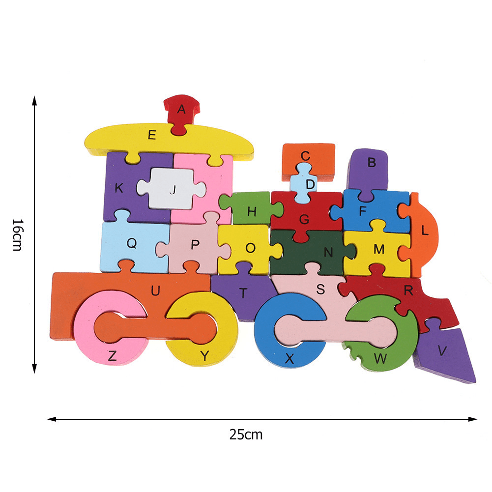 Children'S Wooden Alphabet and Numbers Environmental Protection Double-Sided Puzzle