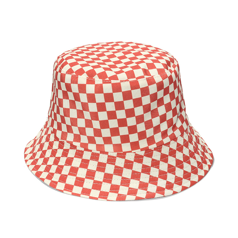 Fashion Personality Black and White Checkerboard Plaid Fisherman Hat