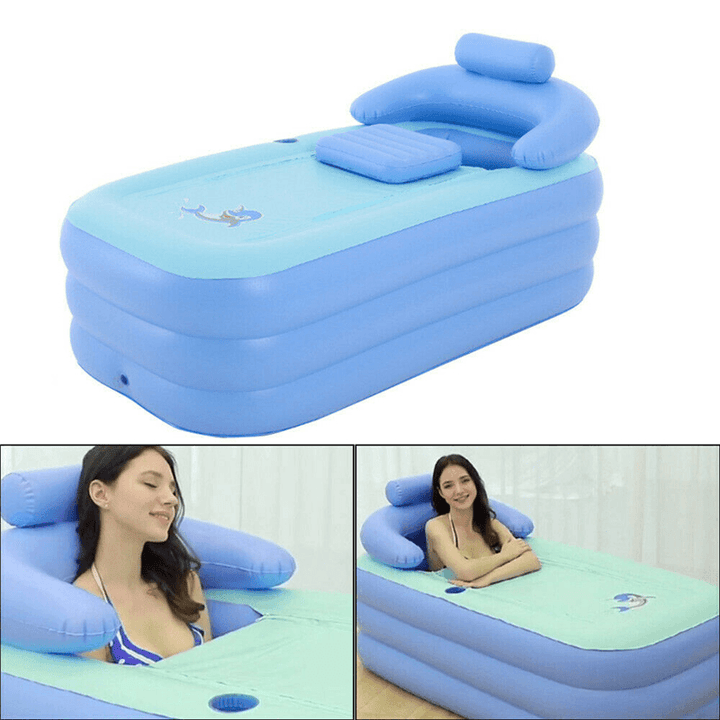 63X33X25.2 Inch Inflatable Bath Tub Adult Folding PVC Portable Spa Swimming Pool - MRSLM