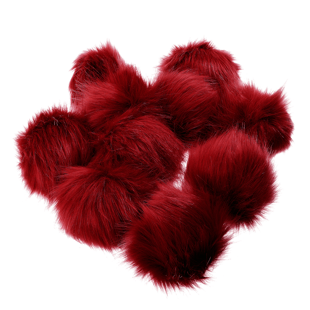 10Pcs/Set 12CM/4.72 Inch Faux Fox Fur Fluff Balls for Knitted Hat Accessories Key Chain Scarf DIY Pendant Accessories - MRSLM