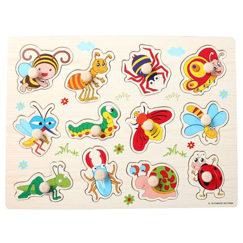 Early Childhood Educational Cognitive Animal Fruit Jigsaw Grab Board