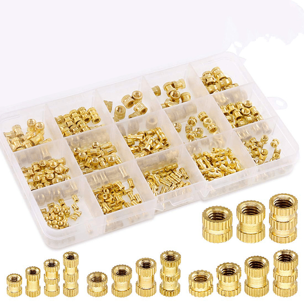 Suleve MXBN6 370Pcs M2 M3 M4 M5 Female Thread Knurled Brass Threaded Insert Embedment Nut Assortment Kit for 3D Printing