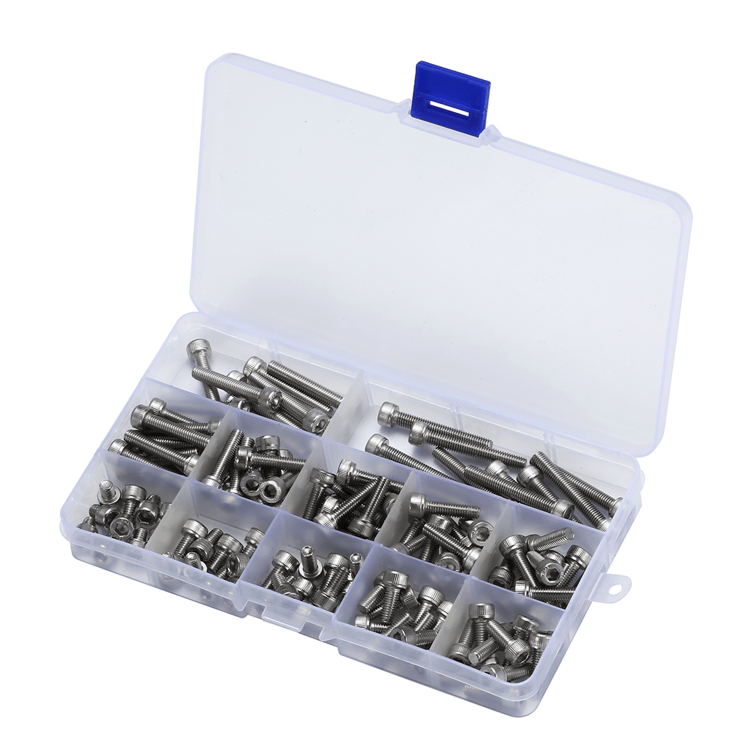 120Pcs M5 304 Stainless Steel Hex Socket Cap Head Screw Bolts Assortment Set