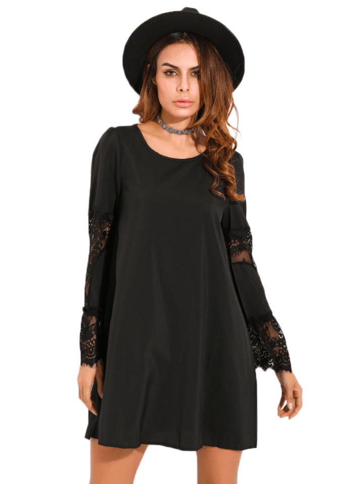 Women Crochet Lace Hollow Out Dress - MRSLM