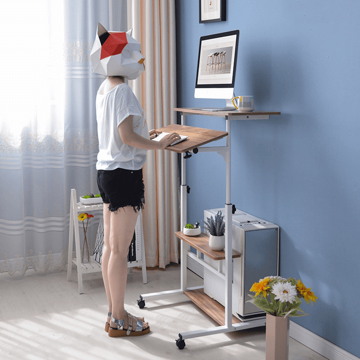 Computer Laptop Desk Height Adjustable Table Mobile Rolling Stand-Up Table Workstation Home Office Furniture