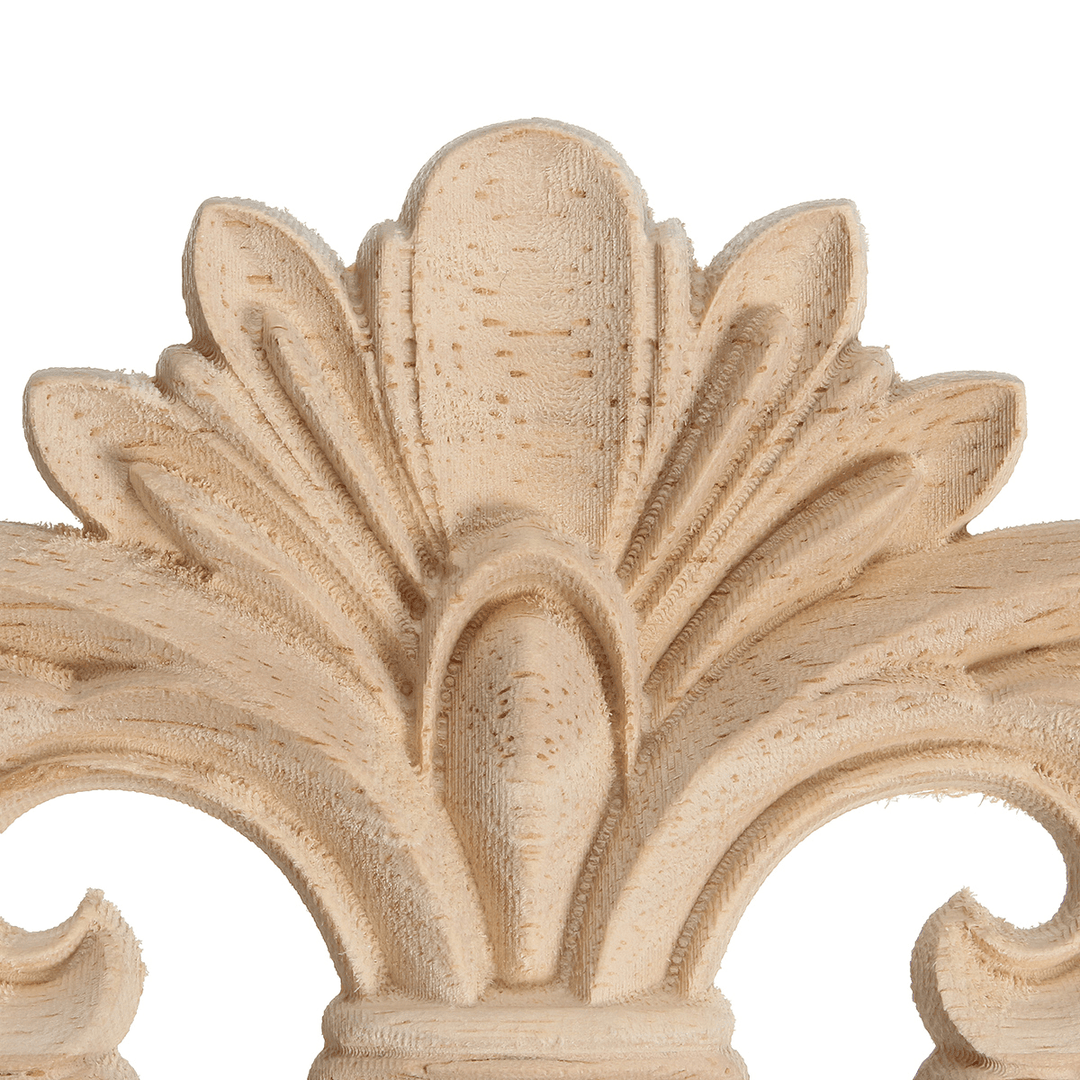 Wood Carving Applique Unpainted Flower Applique Wood Carving Decal for Furniture Cabinet 22X10Cm