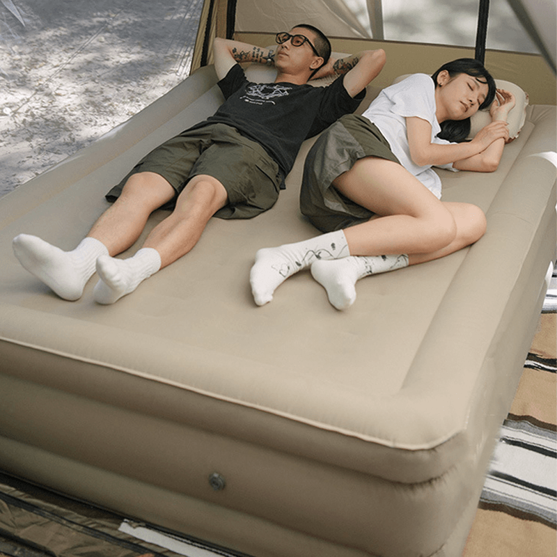 Naturehike Double Person Inflatable Bed Thickened Peach Skin Velvet Mattress Silent Portable Outdoor Camping Travel Inflatable Mattress Max Load 150Kg