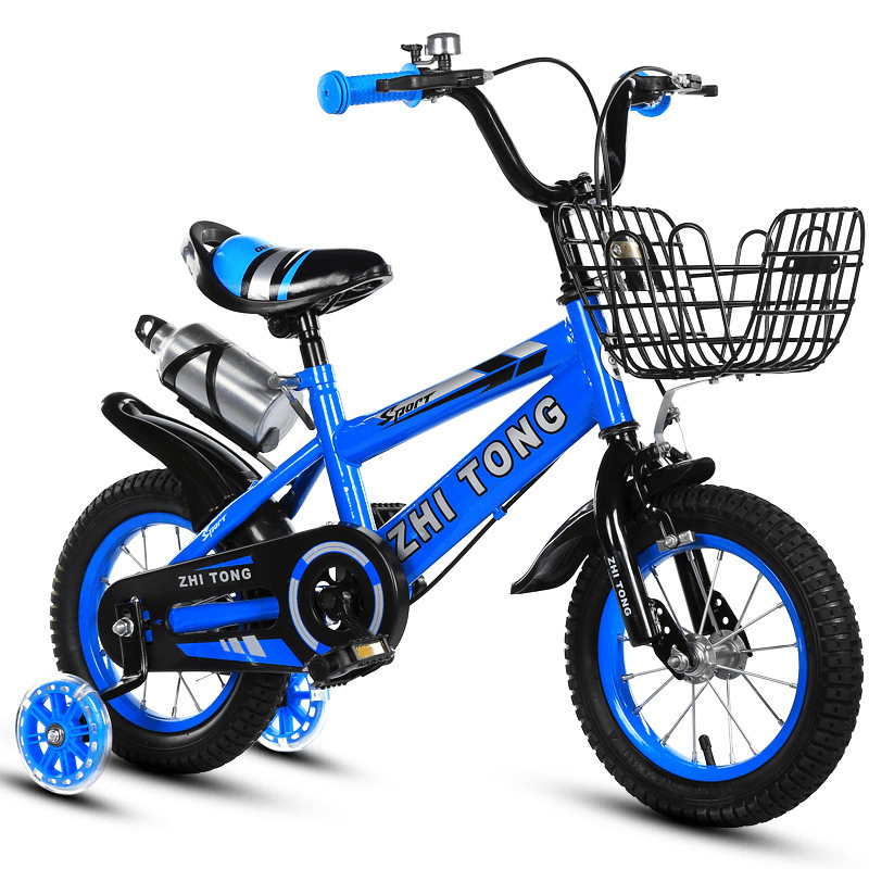 12 Inch 30CM 8KG Children'S Bicycle with Water Bottle Flashing Auxiliary Wheels Non-Slip Kid Banlane Bike - MRSLM