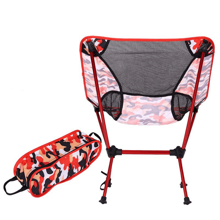 Folding Chair Camouflage Oxford Fabric Chair Ultra-Light Portable Leisure Chair Moon Chair Outdoor Fishing Camping Barbecue Picnic Beach Load 150Kg