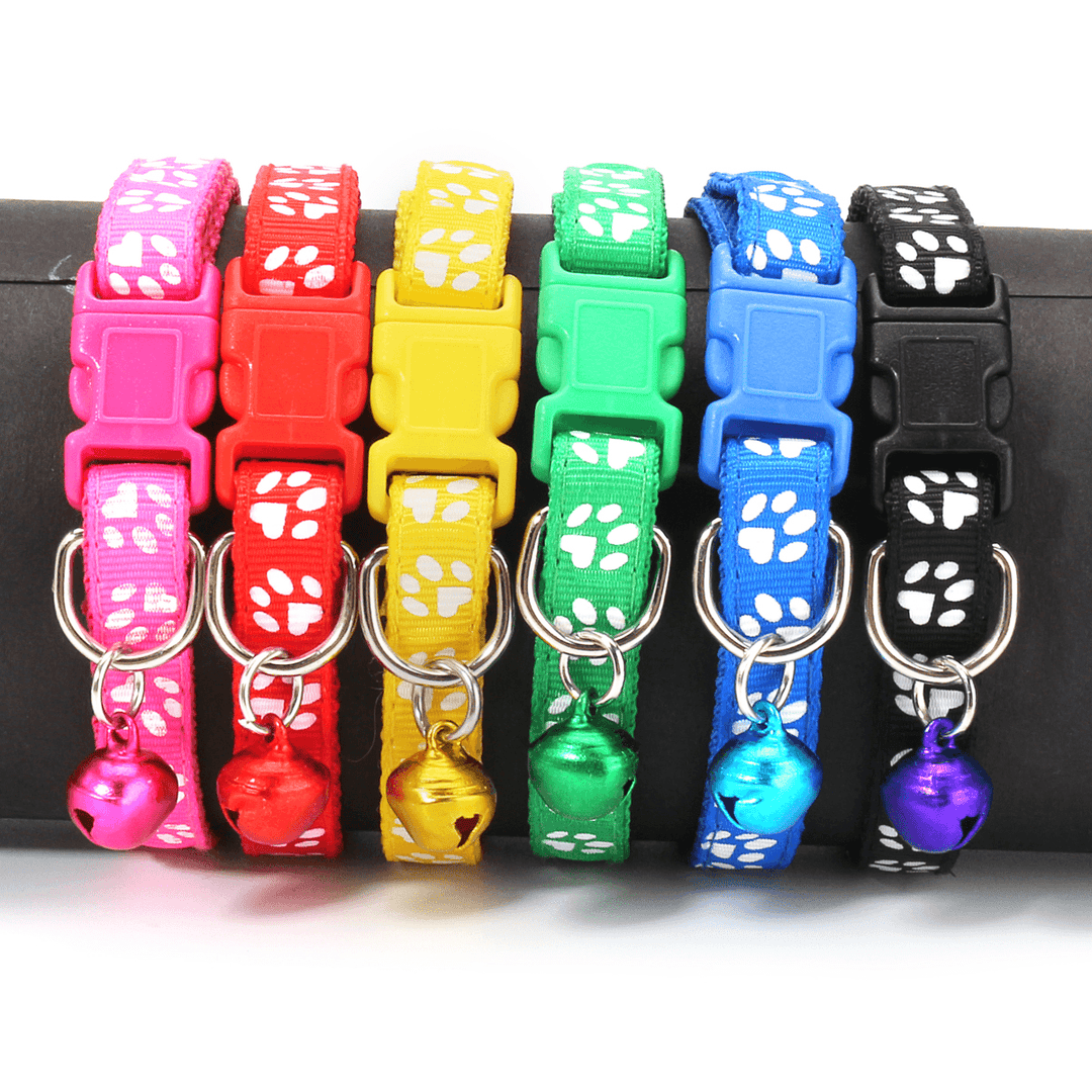 12Pcs/Lot Mulit-Color Dog Collars Pet Cat Nylon Collar Bell Necklace Buckle