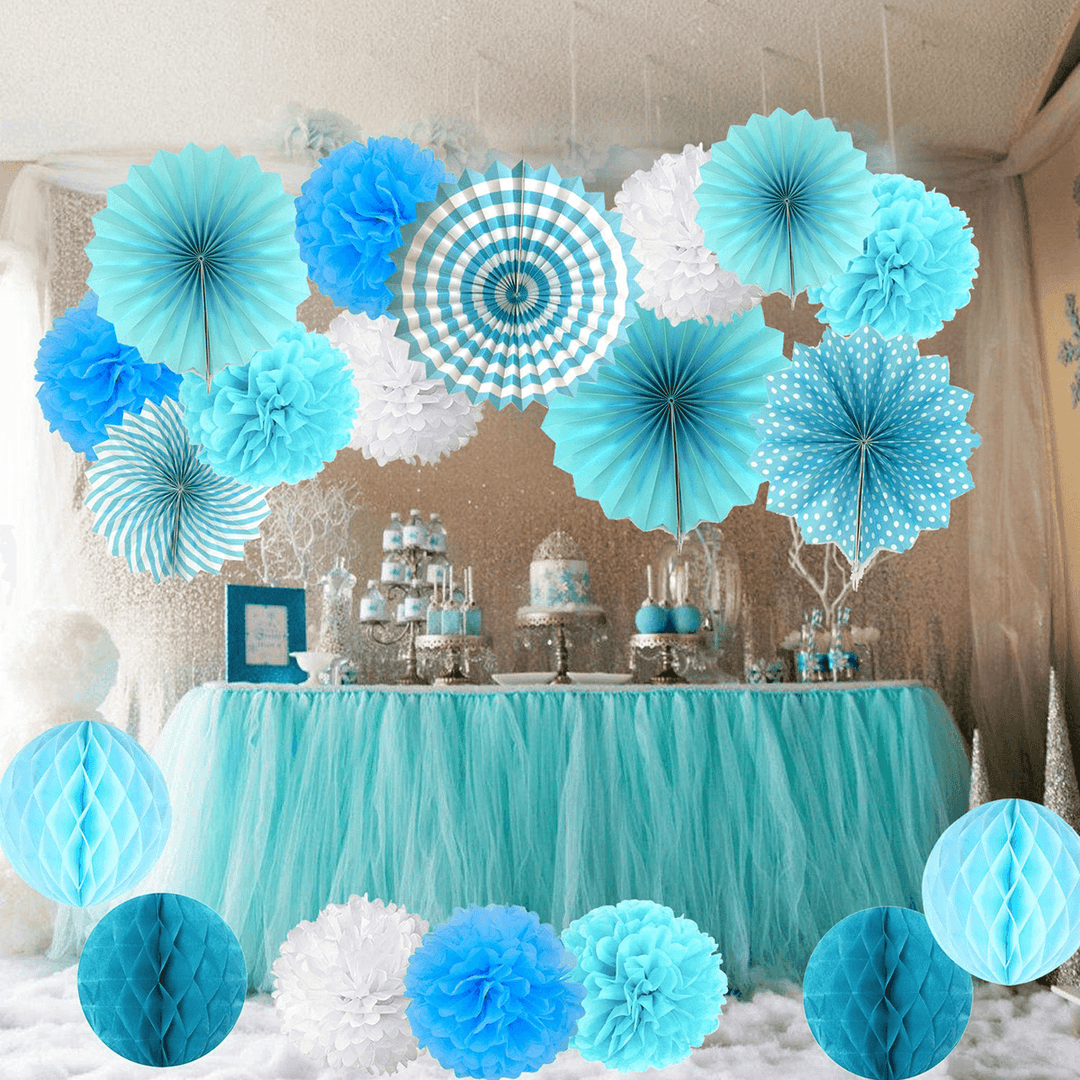 19Pcs Tissue Paper Pom Poms Flower Balls Pompom for Wedding Party Home Baby Shower Decorations