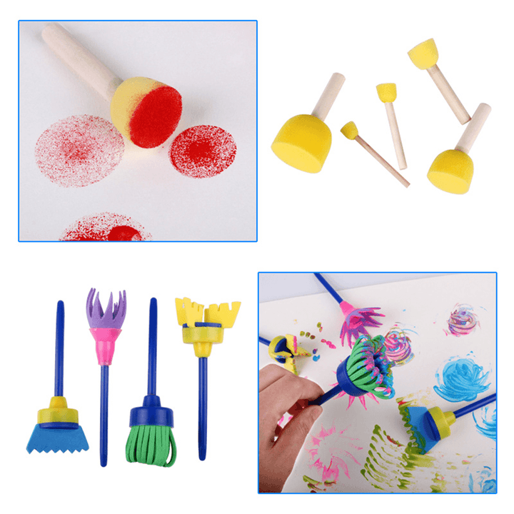 27Pcs Drawing Stamp Painting Pen Sponge Brushes Storage Bag Set Children Toys Gift