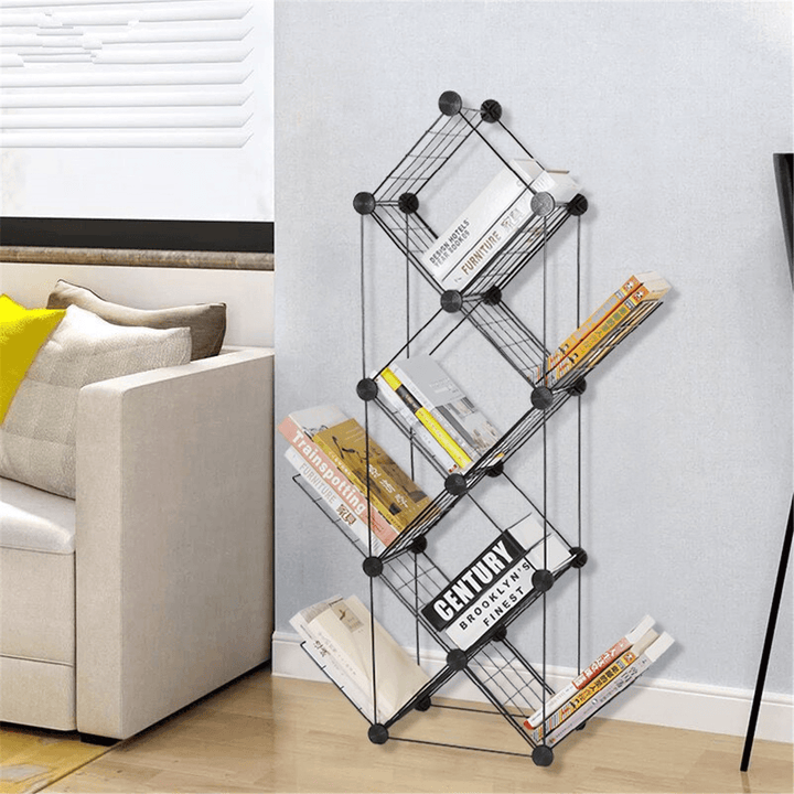 7/9 Tiers Multilayer Combination Wrought Iron Bookshelf File Holder Storage Rack Bookcase Storage Shelf Organizer Home Decorations