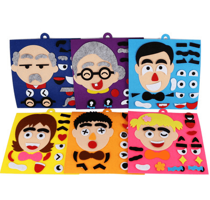 Kindergarten Corner Material Toys Children Puzzles Non-Woven Handmade Material Package Facial Expression Stickers Play Teaching Aids